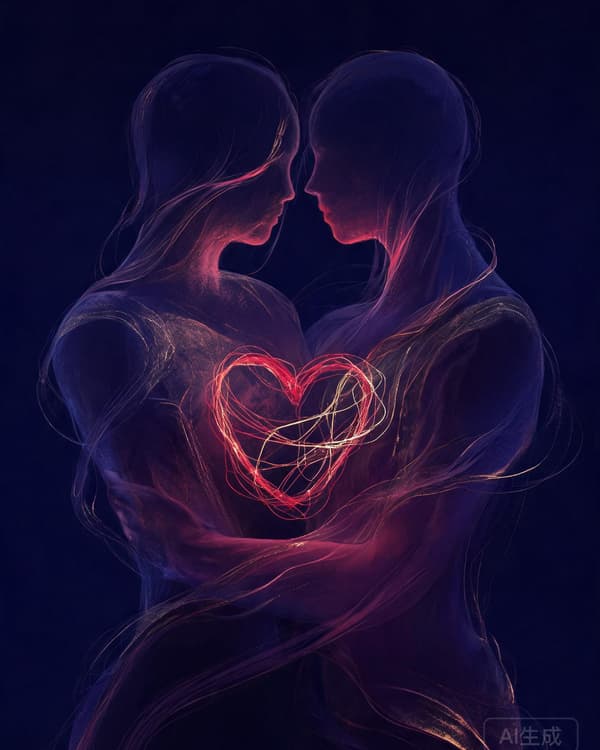 Symbolic illustration of philosophy of love — intertwined souls