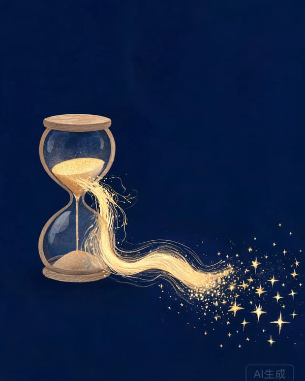 Symbolic illustration of philosophy of time — flowing river of moments