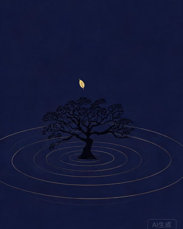 Symbolic archive illustration of a serene monastic figure beside a lotus, a palm-leaf manuscript, and the eight-spoked wheel of the Dharma