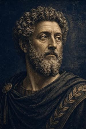Interpretive archival illustration of Marcus Aurelius in a Roman cloak