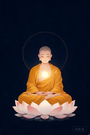 Interpretive archival illustration representing Shantideva as a meditating monk